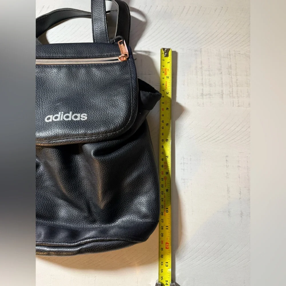 Adidas Black faux‎ Leather Drawstring Backpack